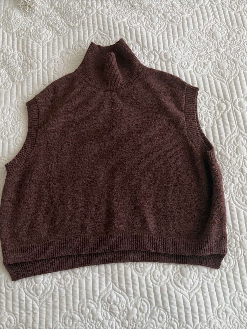 Dazy Dark Chocolate Brown Knit Mock Neck Sweater Vest Sleeveless Top XL